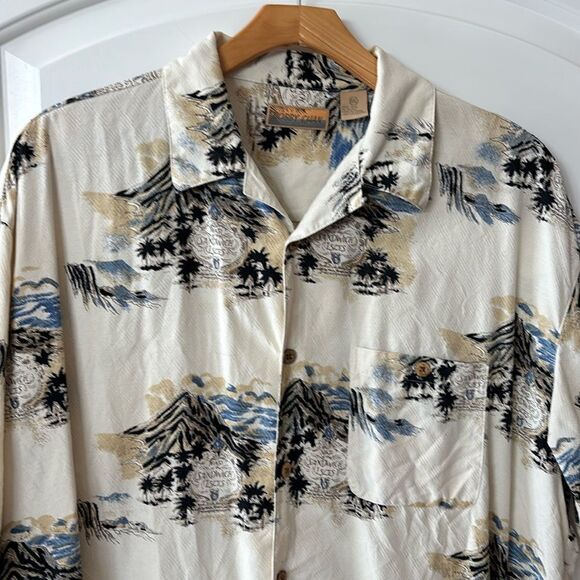 Bobby Chan Hawaiian 100 % Silk Tropical Shirt Mens XXL Mountains - Picture 3 of 8